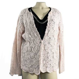 Vintage  Heirloom Collectibles crochet cardigan button down very very light pink